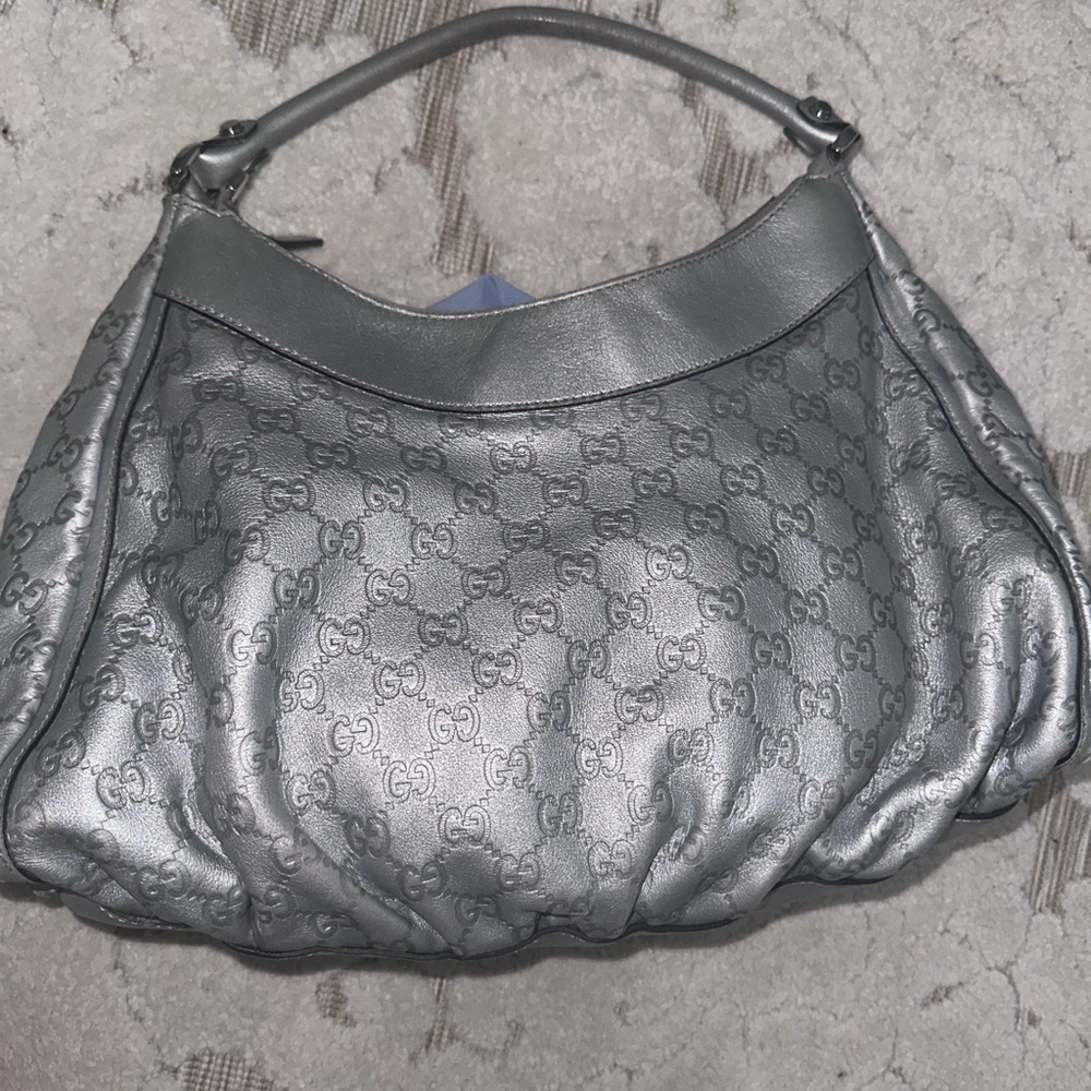 Authentic Gucci Metallic Silver D Ring Shoulder Bag - Picture 5 of 5